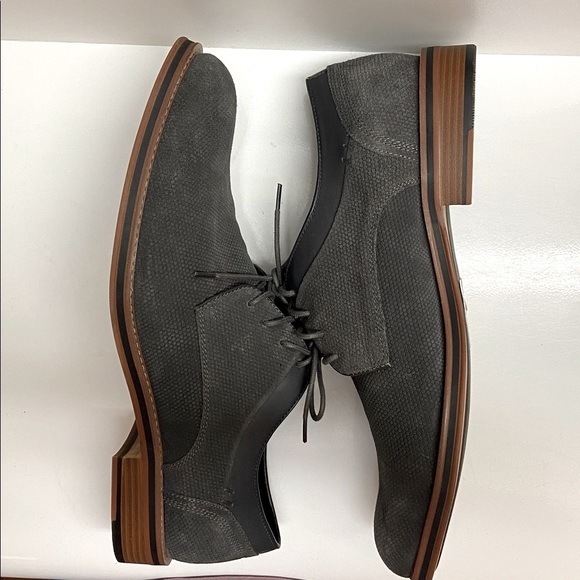 Joseph Abboud Cannon Lace Up Oxfords Grey Leather Honeycomb Pattern - Picture 4 of 8